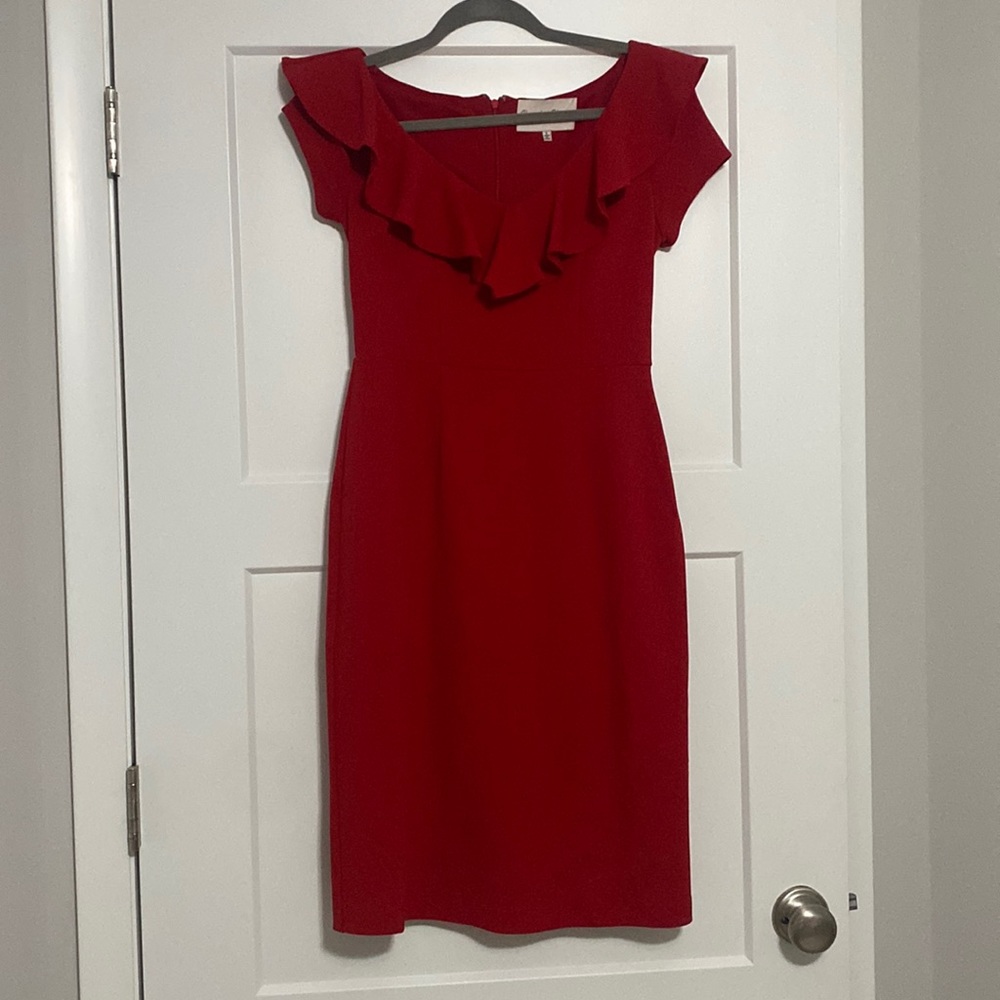 Charles Henry Red Midi Dress